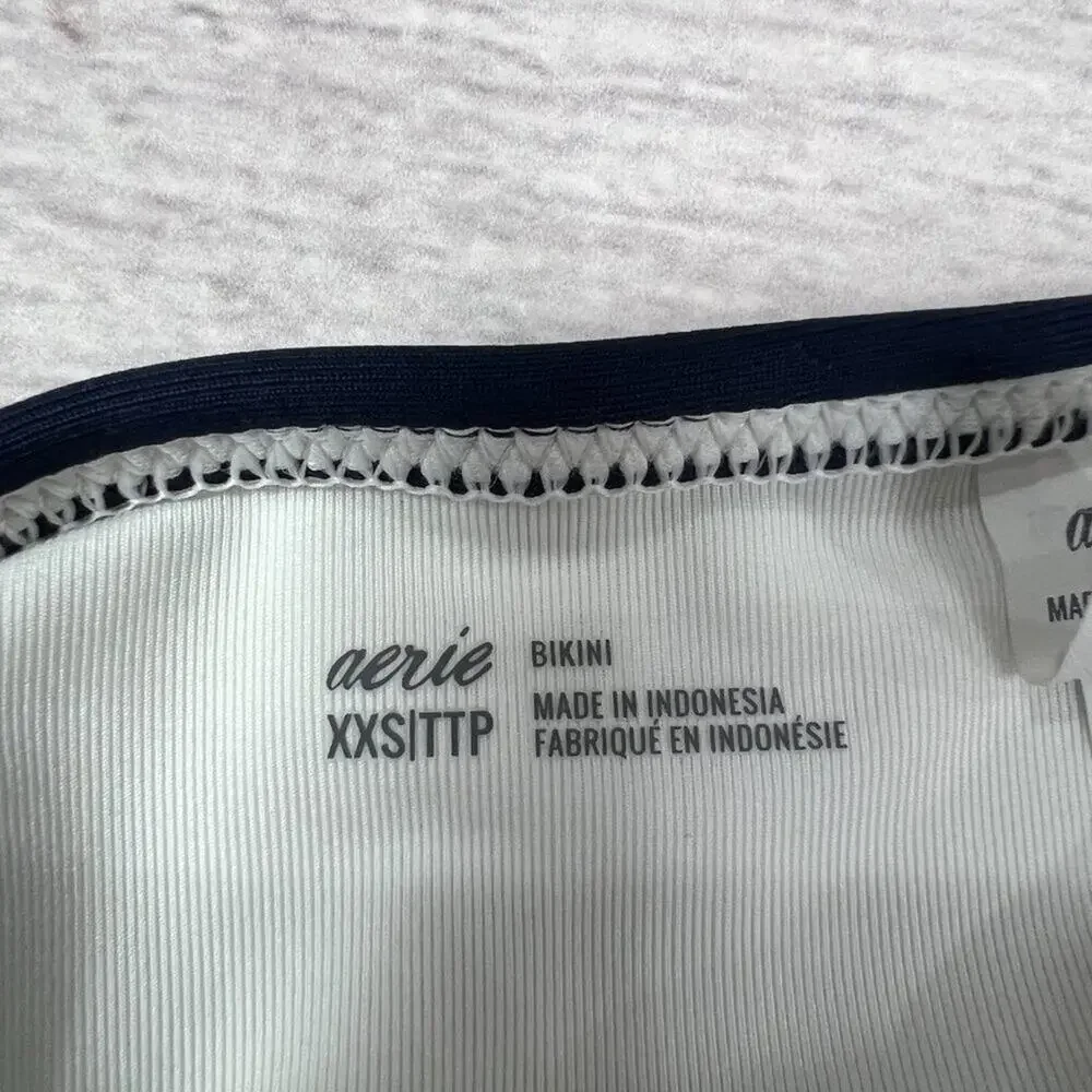Aerie Side Tie Bikini Bottom Navy White Stripe Size XXS NWT
